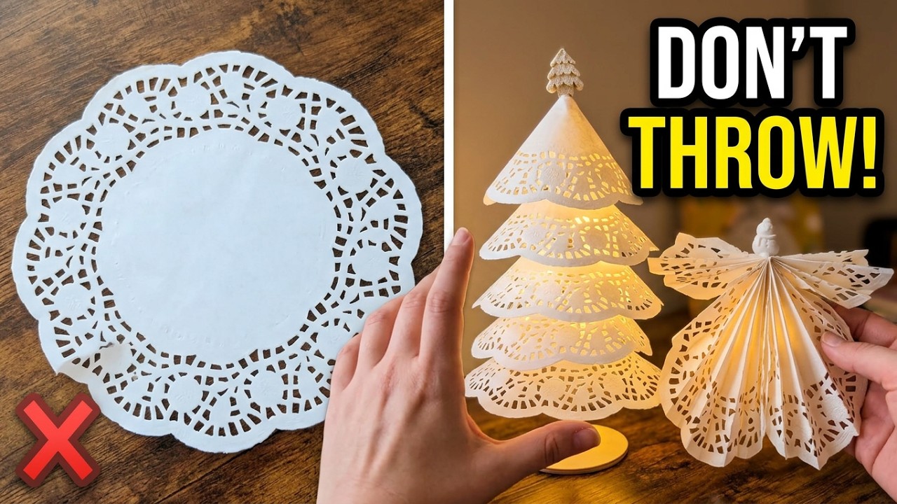 3 Easy Christmas Crafts with Paper Doilies  | Snowflake, Tree & Angel