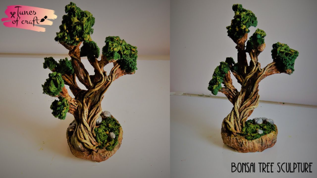 Amazing bonsai Tree Sculpture | Clay modelling |Air Dry clay |clay art project |Home decorating idea
