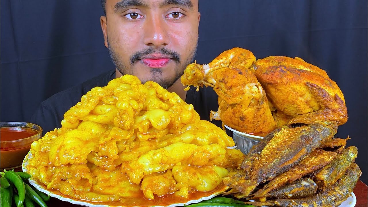 ASMR: Eating Most Oily Mutton Fat Curry, Fish Fry, Whole Chicken Curry & Rice || Eating Show