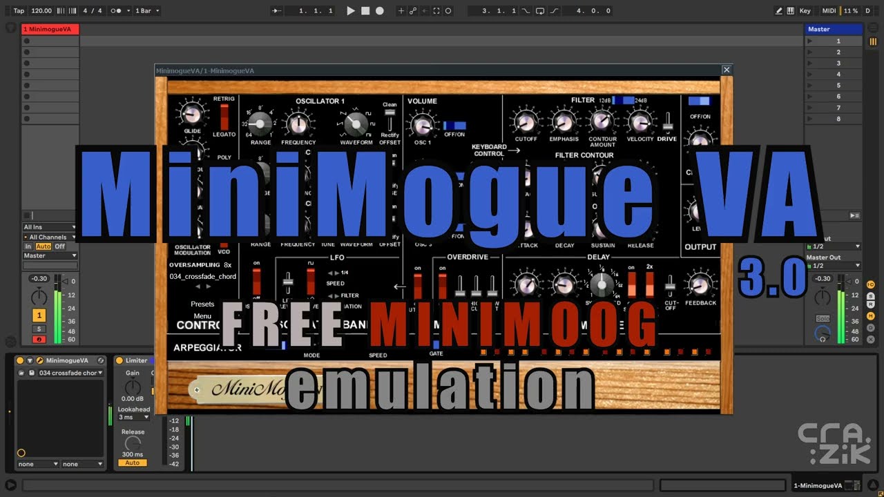 MiniMogue VA 3.0 (Free MiniMoog emulation vst) - Demo by Crazik