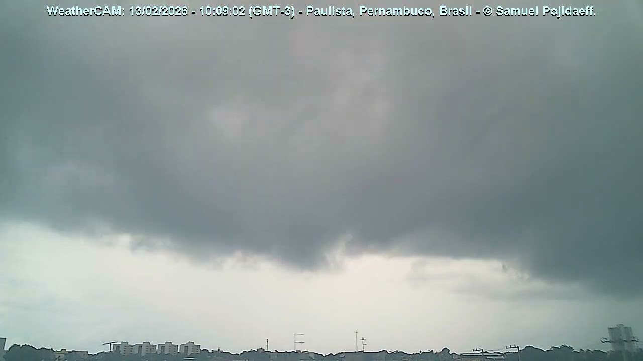 WeatherCAM: Timelapse - Dia com algumas pancadas de Chuva em Paulista-PE-BR - 13/02/2026.