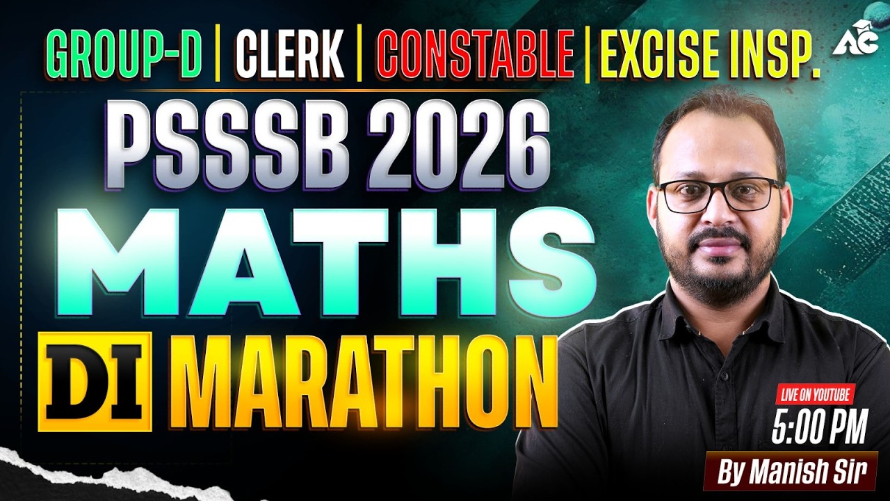 PSSSB Group D, Clerk & All Punjab State Exam 2026 | Maths DI Marathon Class By Manish Sir