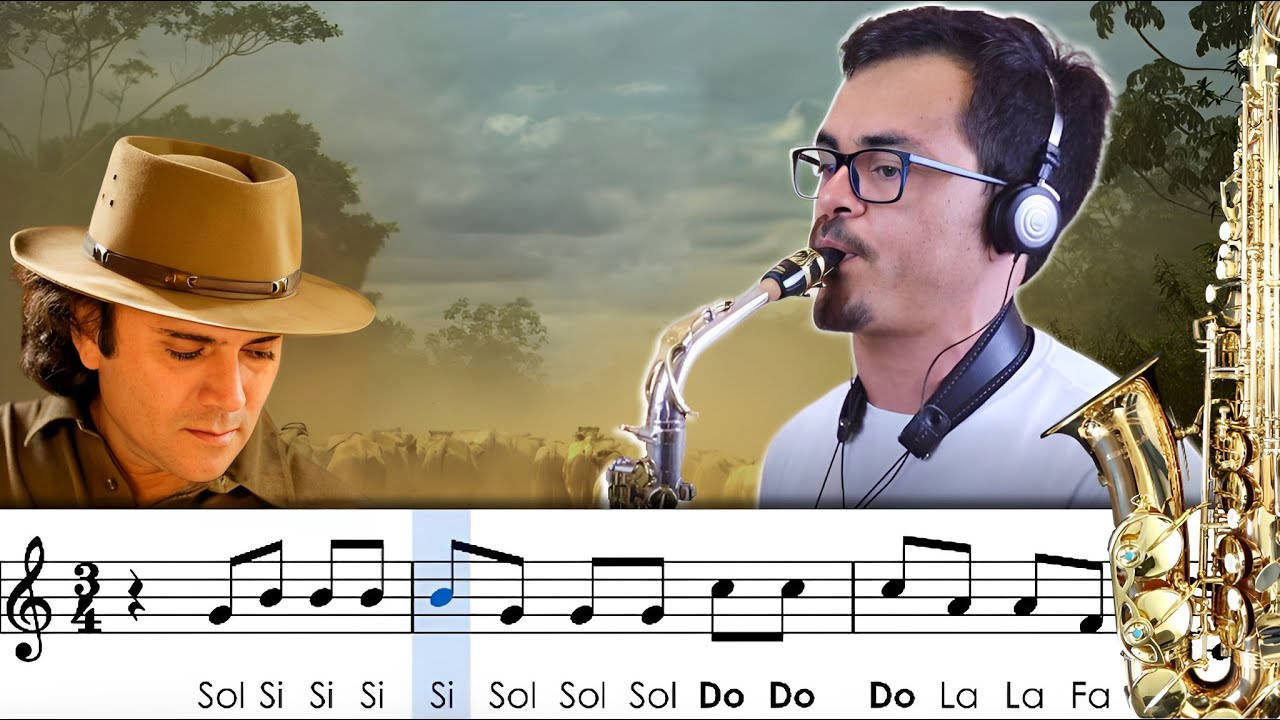 Sax alto - Tocando em Frente (Almir Sater), partitura com notas.