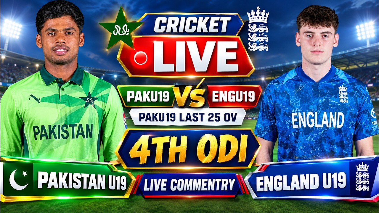 Live Pakistan U19 vs England U19 4th ODI Match,LIve PAK U!9 vs ENG U19 Live Score Commentary