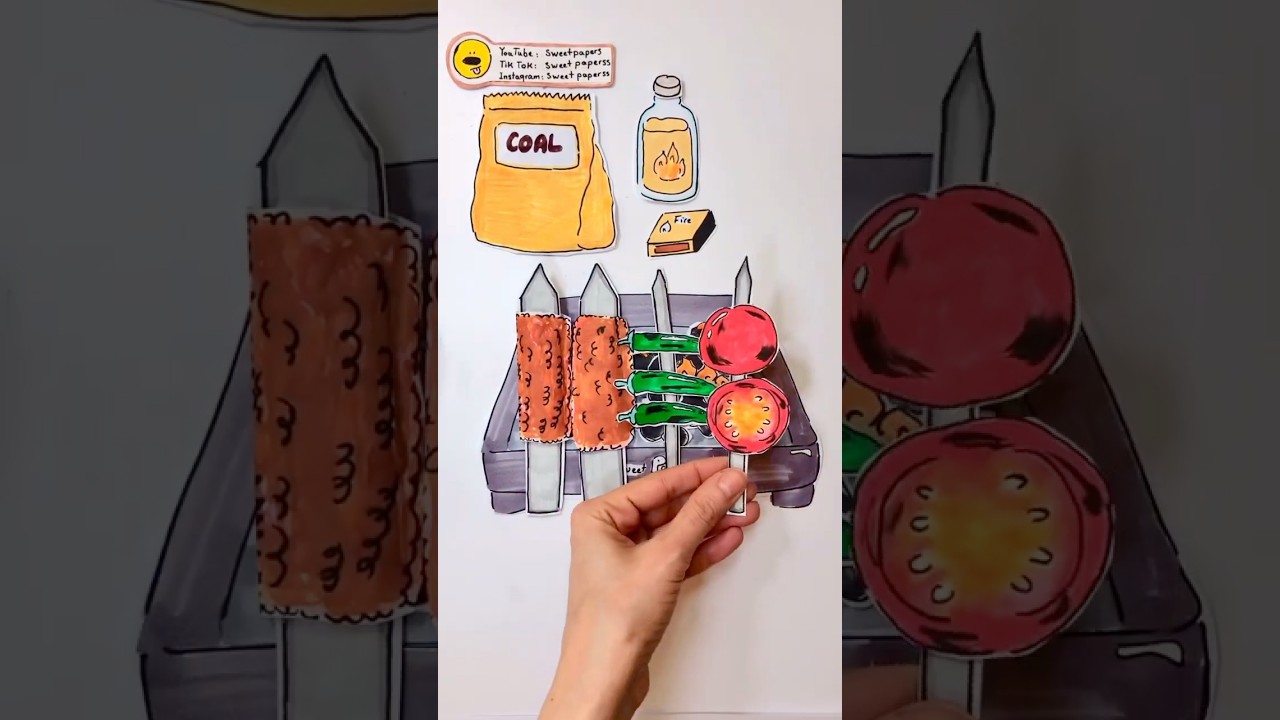 Paper ASMR | Cooking Koobide Kebab Entirely of Paper! ASMR #ASMR #paperdiy #paperasmr #shorts