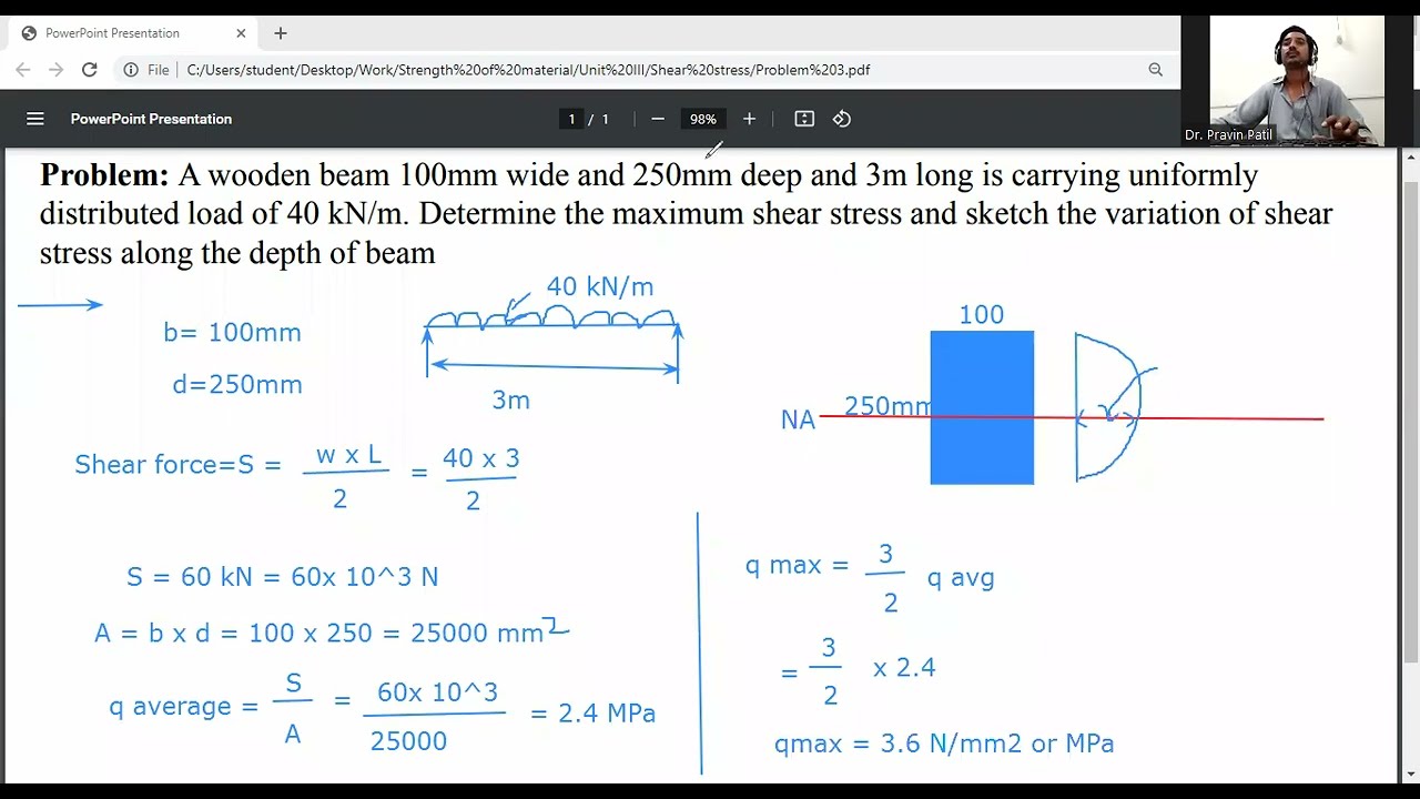 Maximum shear stress for rectangular section/strength of materials