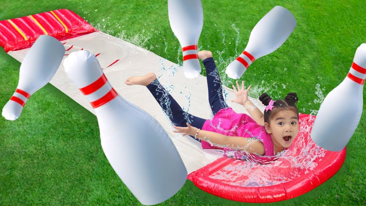 Suri Pretend Play w/ Inflatable Water Slip & Slide Bowling Children Toys Set