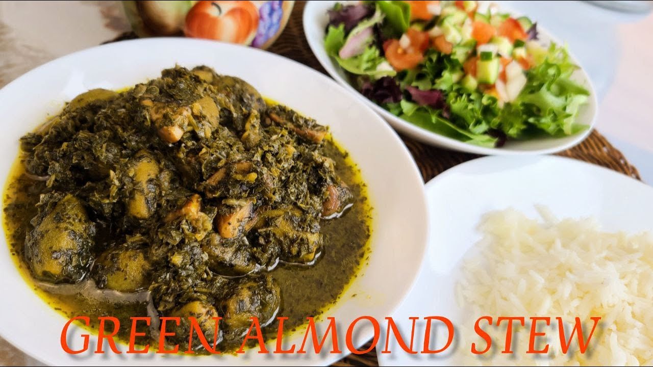 Have you ever eaten green almond stew? fresh Almond stew/ Khoresh Chaghaleh Badoom