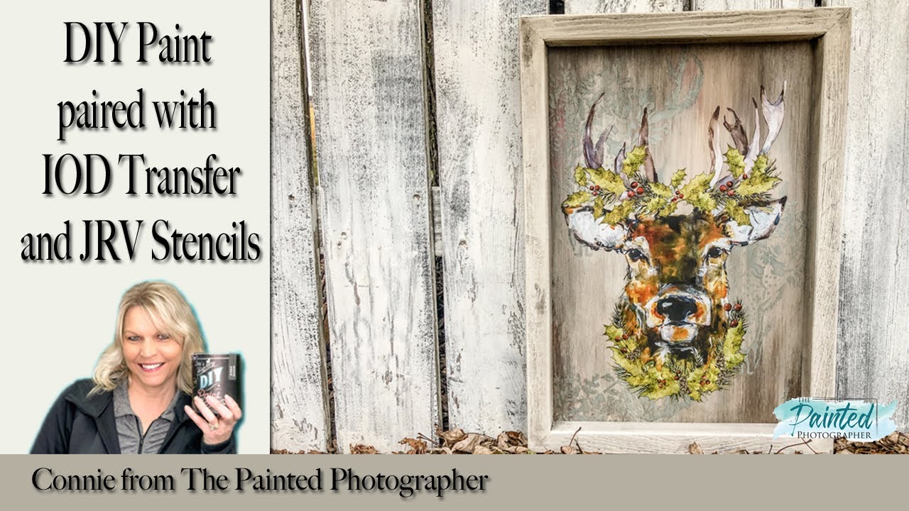 DIY Paint, JRV Stencil and IOD Transfer create depth