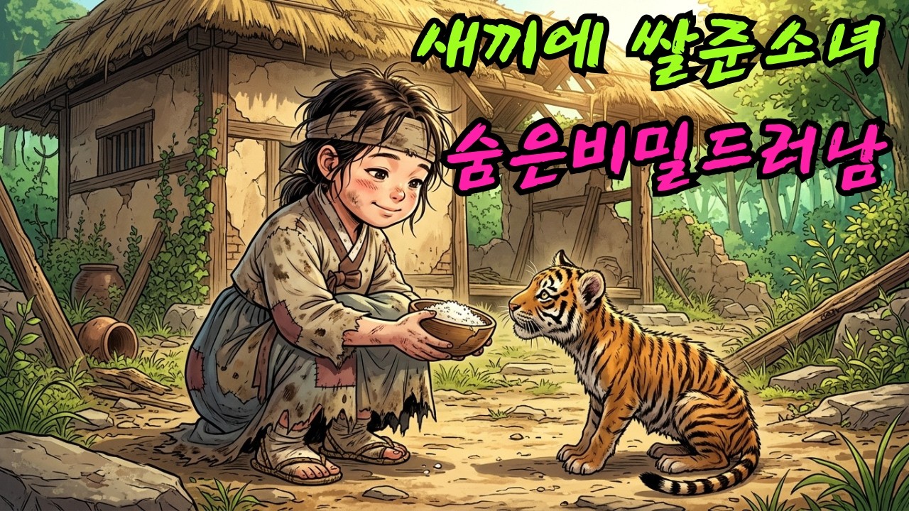 소녀는 호랑이 새끼에게 마지막 남은 쌀 한 줌을 주었다. 그리고 서서히 비밀이 드러났다.| 야담 | 야사 | 전설 | 민담 | 설화 | 옛날이야기 l 오디오북