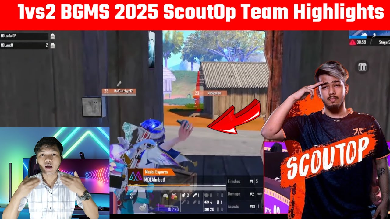 MEdal Esports 1vs2 Clutch 🏆 Last Zone Chicken Dinner | ScoutOP Team BGMS 2025