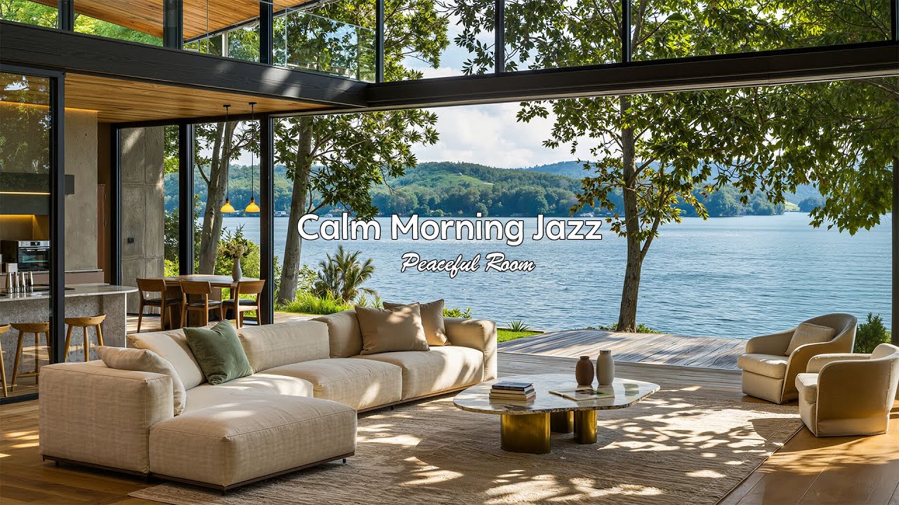 Calm Morning Indoor Jazz ☀️ Soft Jazz by the Lake for Focus & Stress Relief