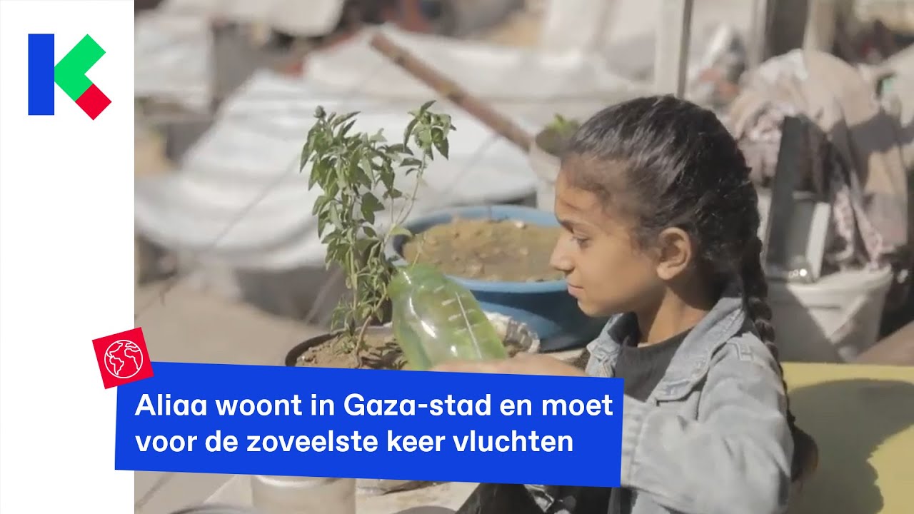 Aliaa (11) en haar familie wonen in Gaza-stad en moeten waarschijnlijk weer vluchten