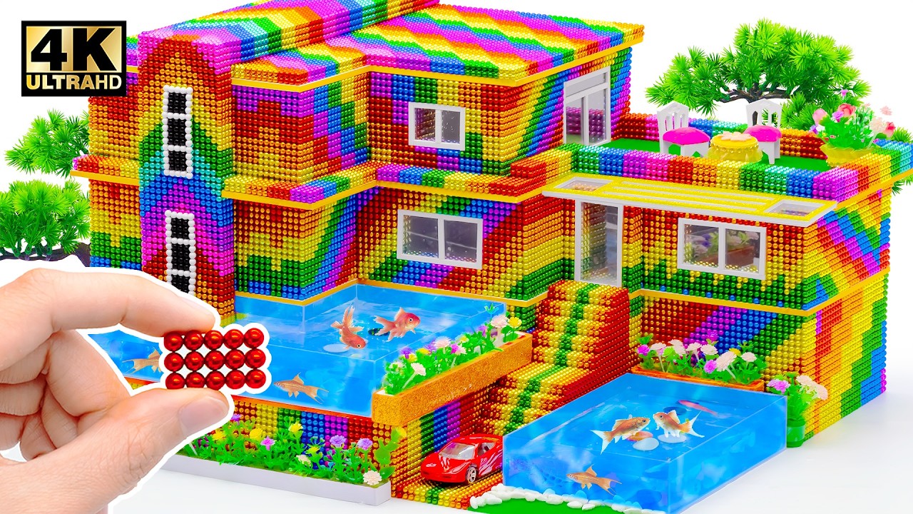 Rescue Abandoned Hamsters Building House Hamster And Fish Pond For Goldfish With Magnetic Bricks