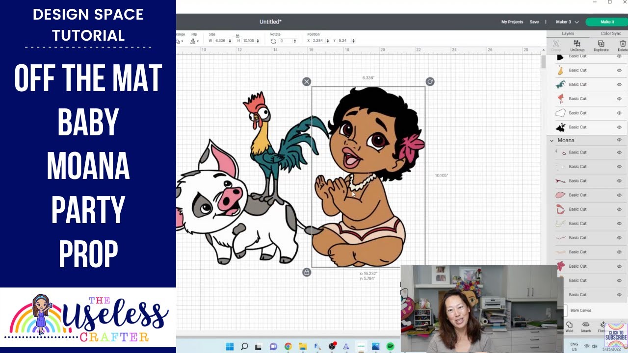 Off The Mat: Baby Moana Party Prop | Cricut Design Space Tutorial | The Useless Crafter