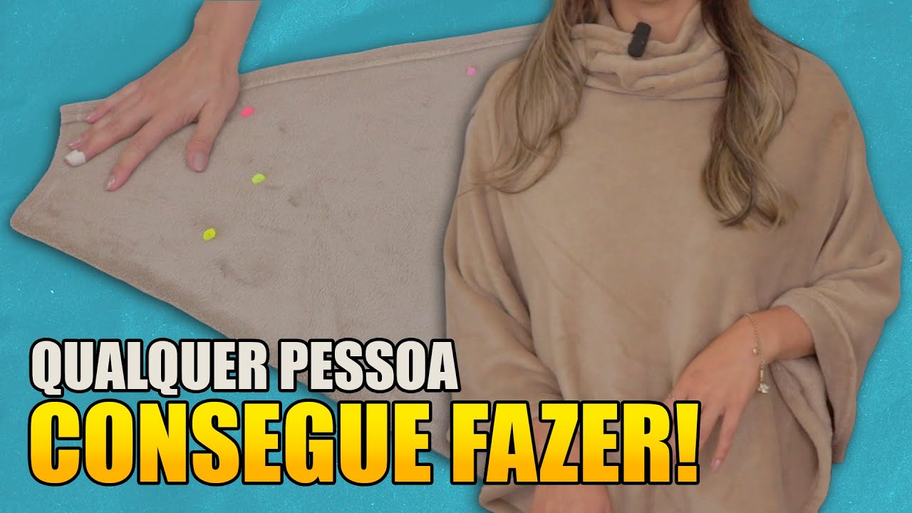 Como Fazer Poncho Feminino com Mantinha - Passo a Passo
