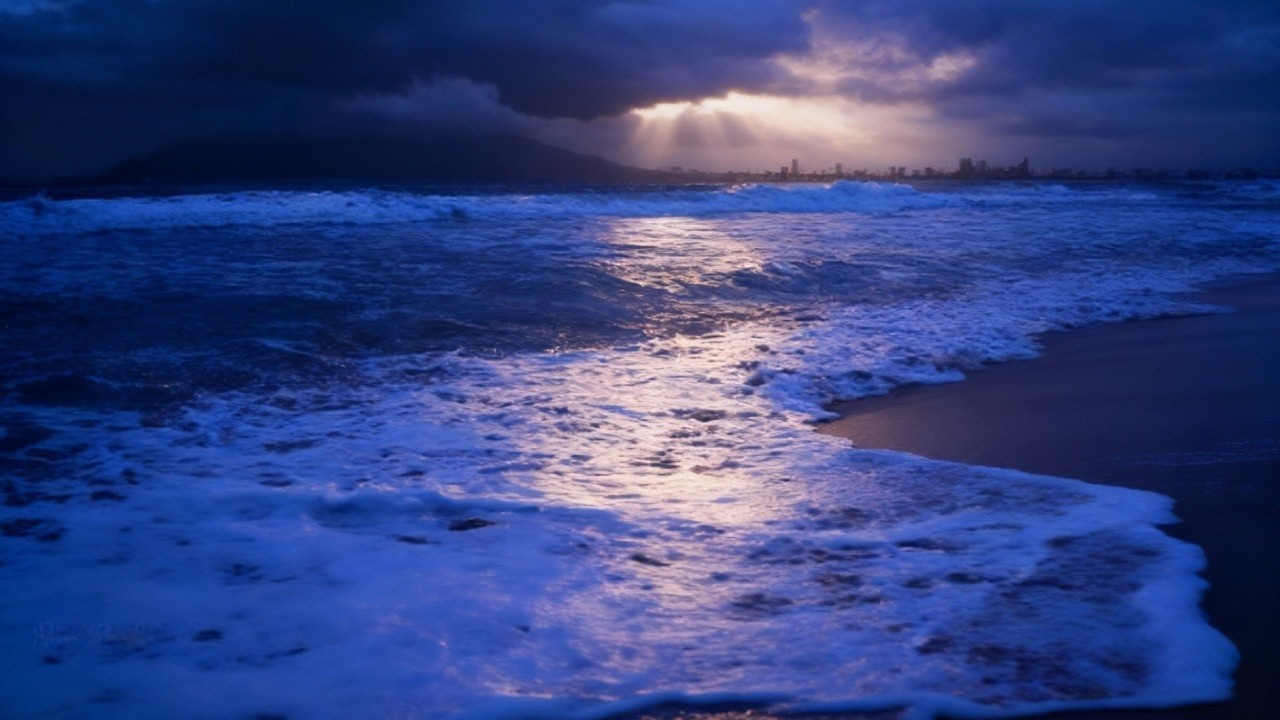 Relaxing Ocean Waves at Night | Deep Sleep & Stress Relief