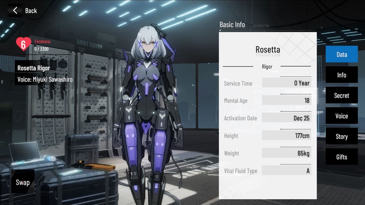 Rosetta Rigor - All Voice Lines (JP + CN) + Secrets - Level 6 Affection - Punishing Gray Raven
