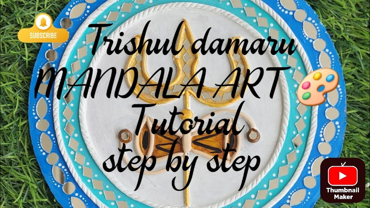 A step-by-step tutorial on creating Trishul-Damaru mandala Lippan art.#lippanartwork #handmade 