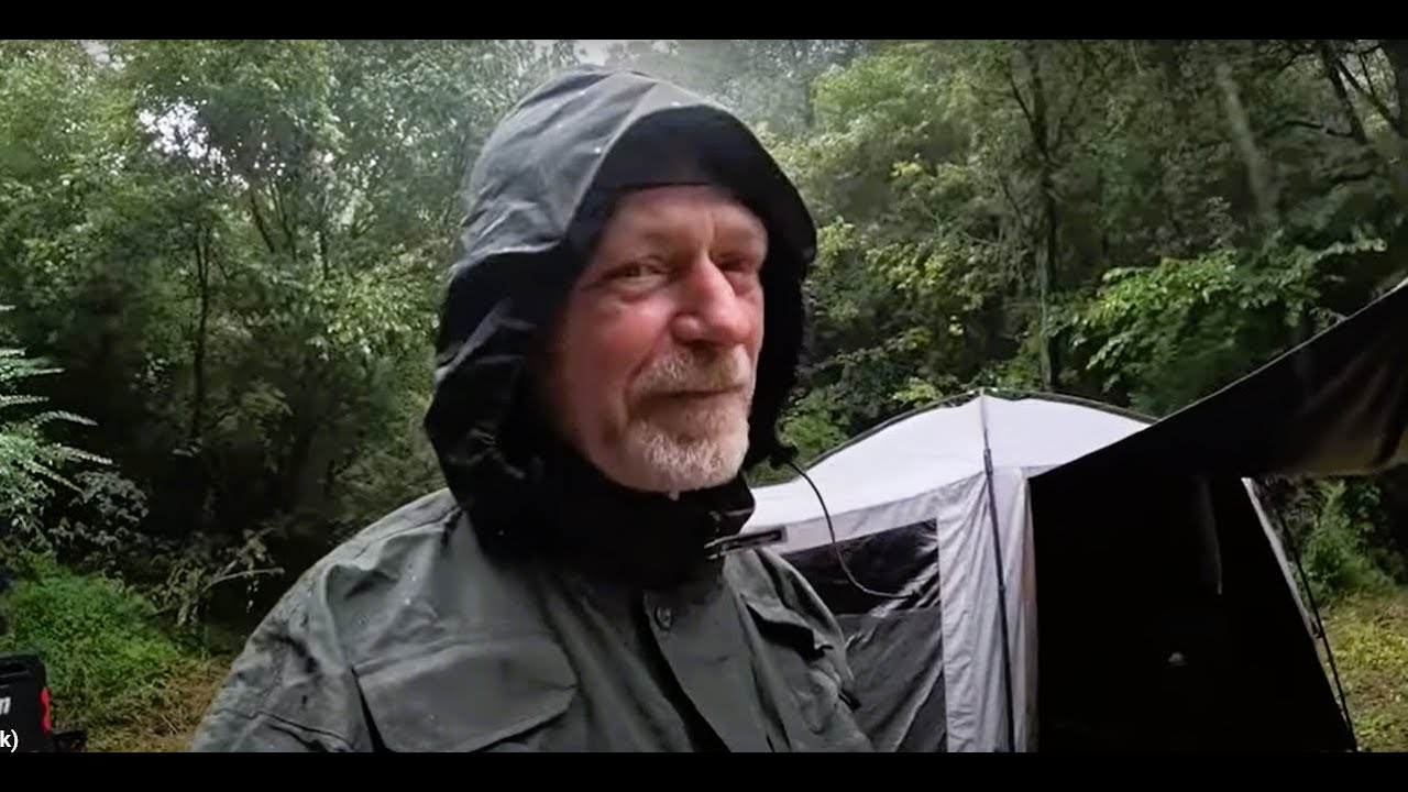 Tent Camping on abandoned coal mine land-Torrential rain-BBQ chicken