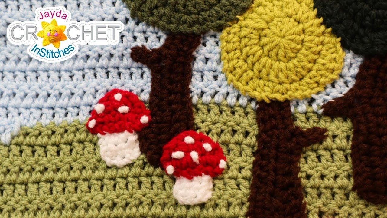 Crochet Toadstool Mushroom Applique - BONUS - Folk Art Calendar Blanket 2019