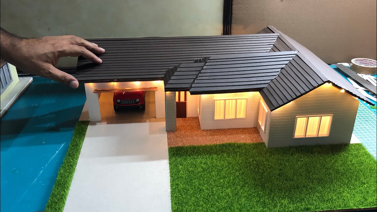 DIY Miniature House and Garage with Lighting | 1/24 Diorama | Realistic Model House with Garden