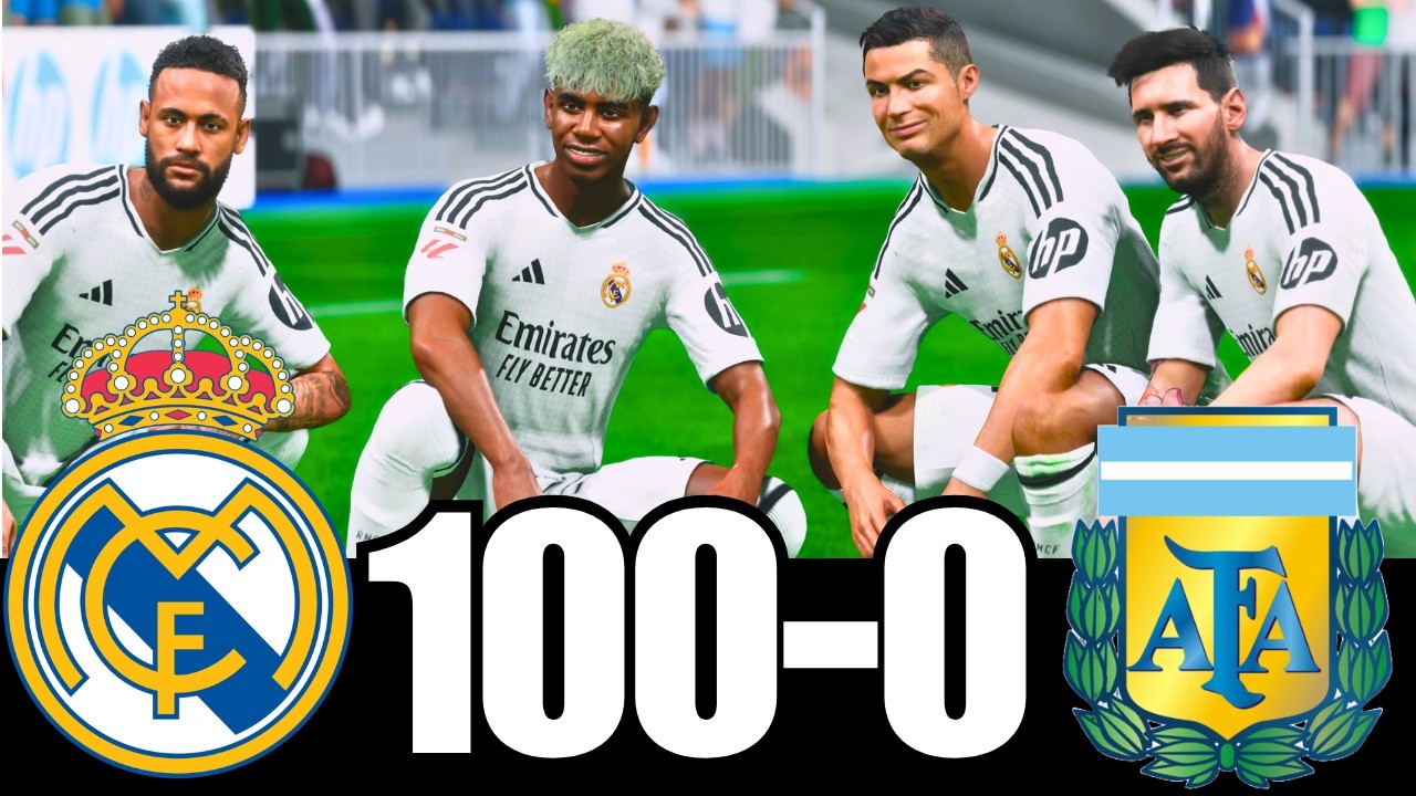 FC 25 -MESSI RONALDO NEYMAR & MBAPPE | ALL STARS | REAL MADRID 100-0 ARGENTINA
