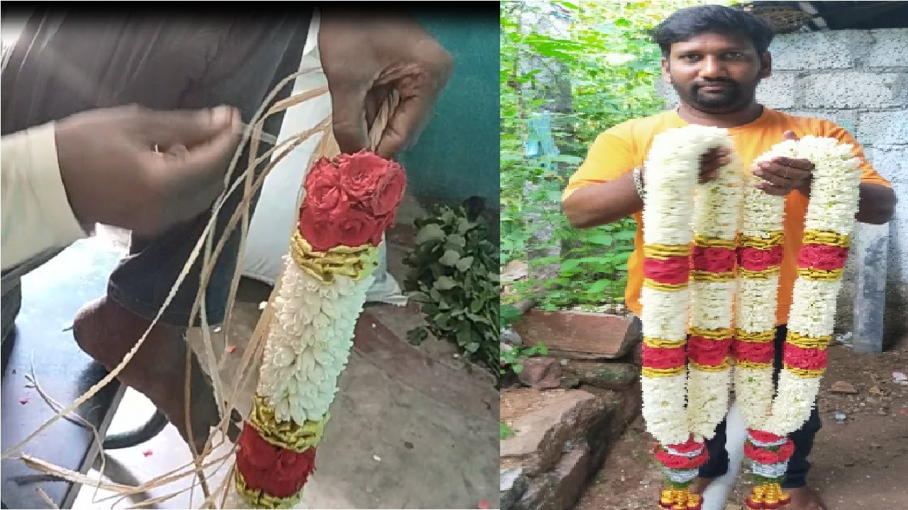 kalyana malai seivathu eppadi / கல்யாணா பூ மாலை அழகாக கட்டுவது எப்படி how to string all flowers .