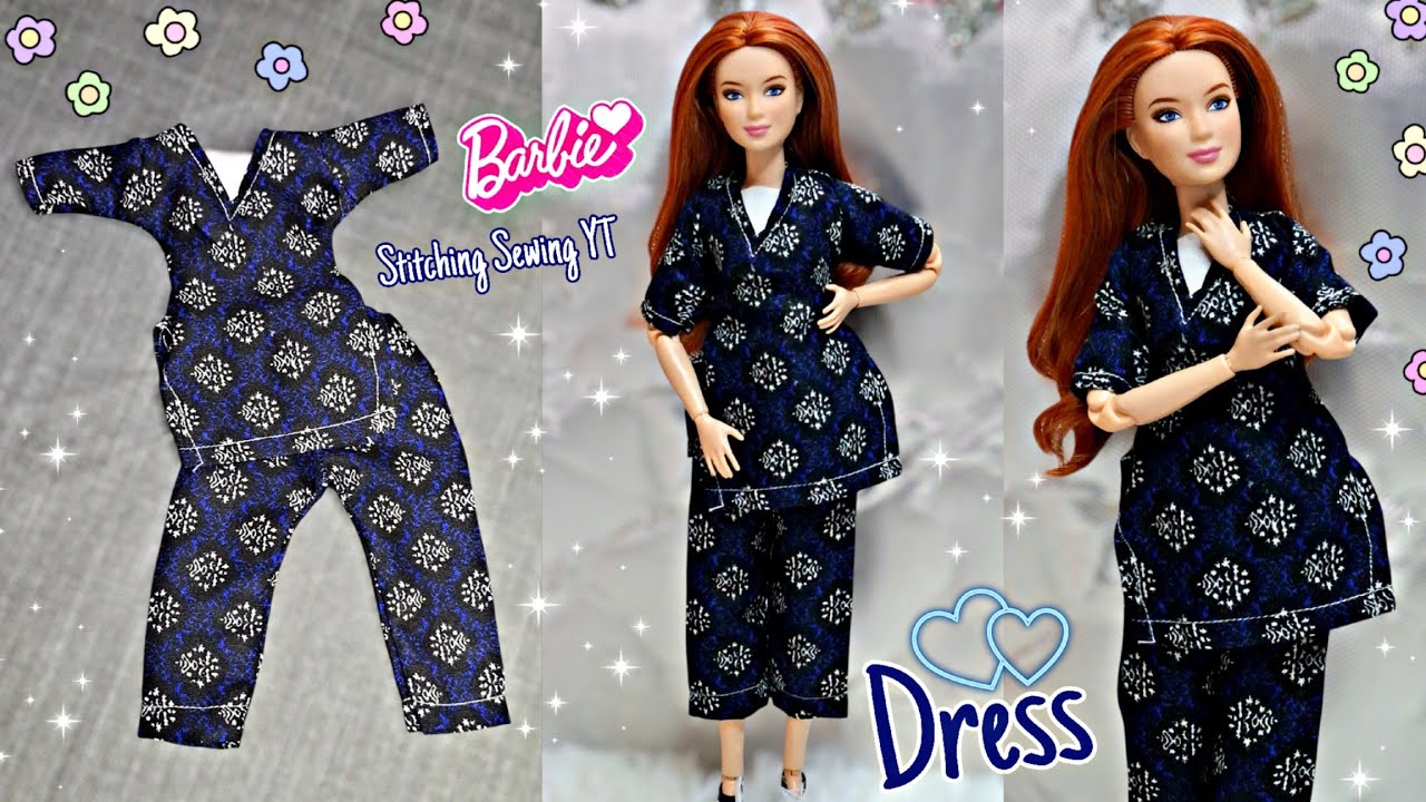 DIY - kurti and plazo for Barbie doll | cutting and stitching Cute ||Stitching Sewing YT||✨️💙