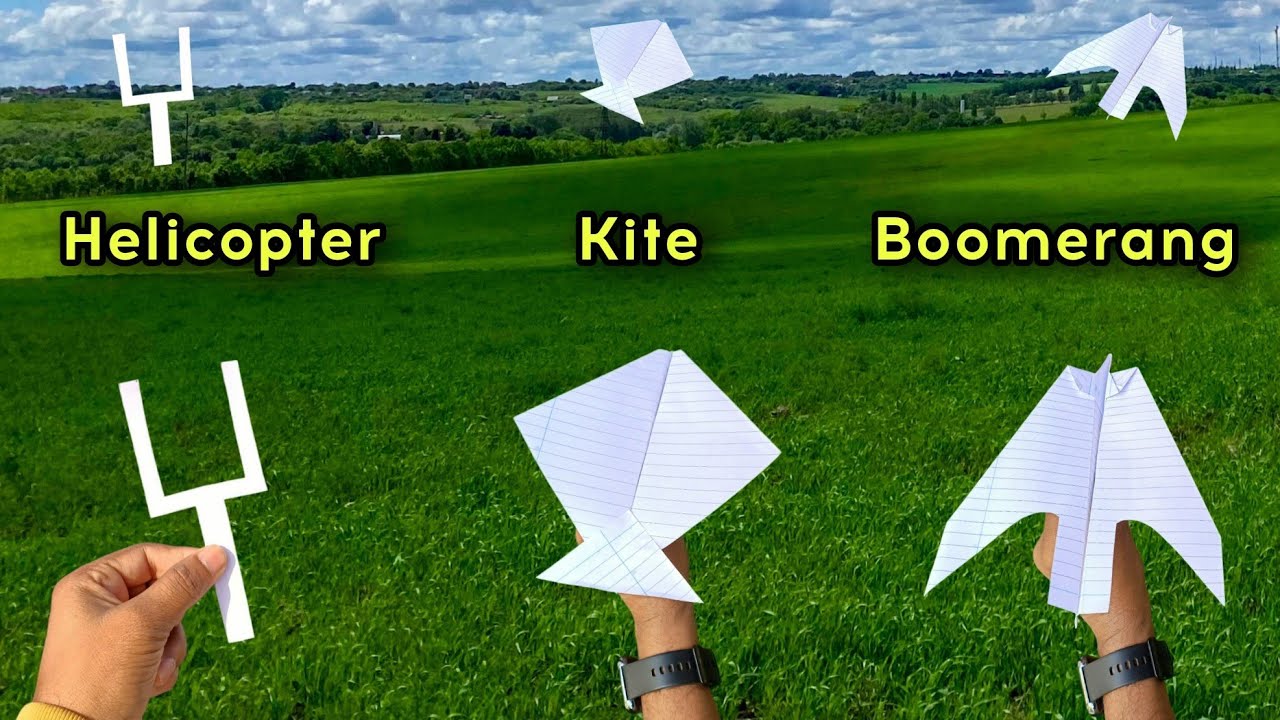 best 3 flying helicopter, how to make best 3 flying plane, helicopter, kite plane, boomerang