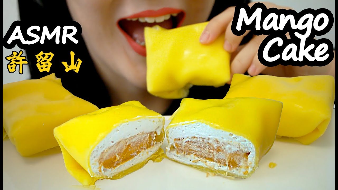 허유산 망고 케이크 리얼사운드 먹방 ASMR Mango Crepe Cake (EATING SOUNDS) No Talking MUKBANG