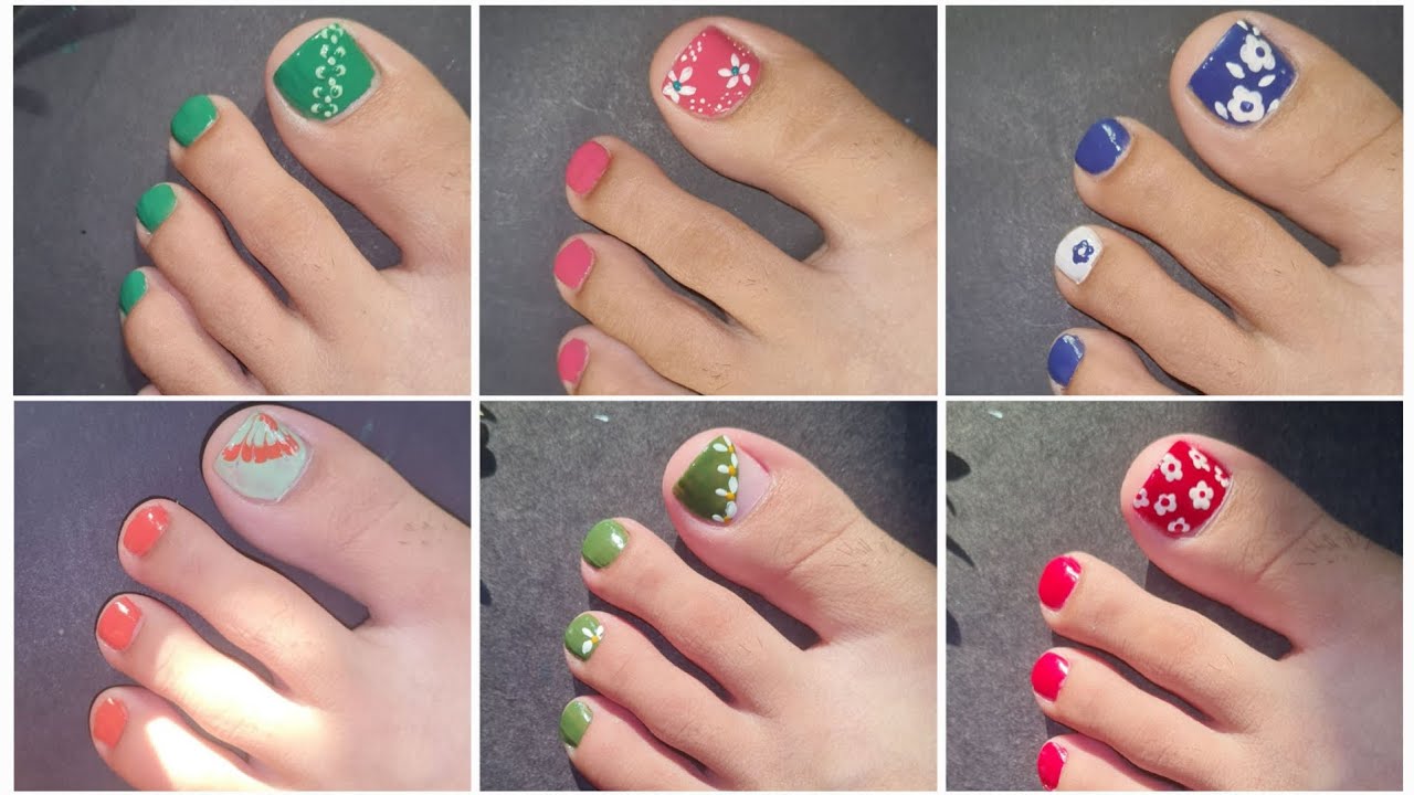 Top 6 foot nailart design for beginners || nailart ideas without tools || #nails #nailart 