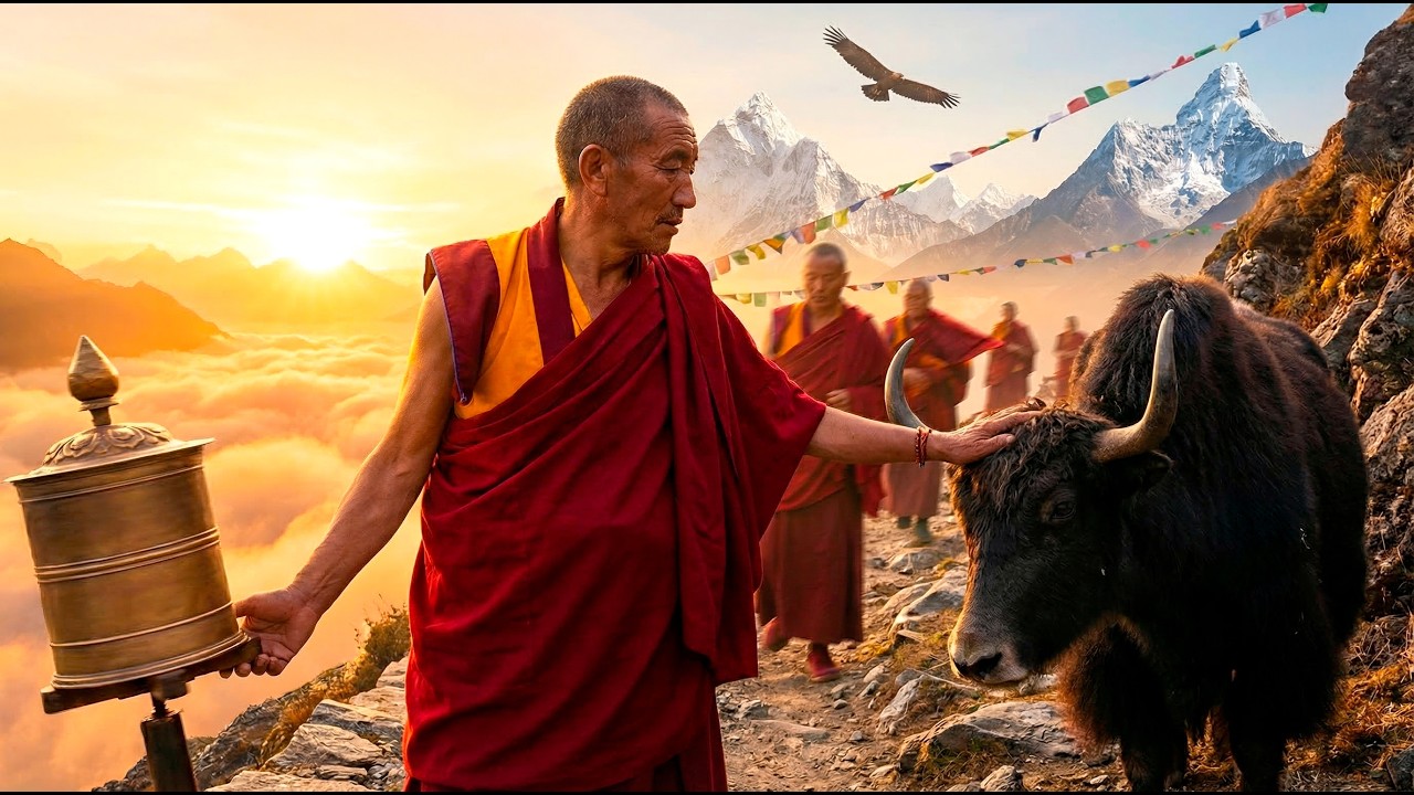 Tibetan Monks Mountain Pilgrimage — Ancient Mantra Chant in the Wild Himalayas