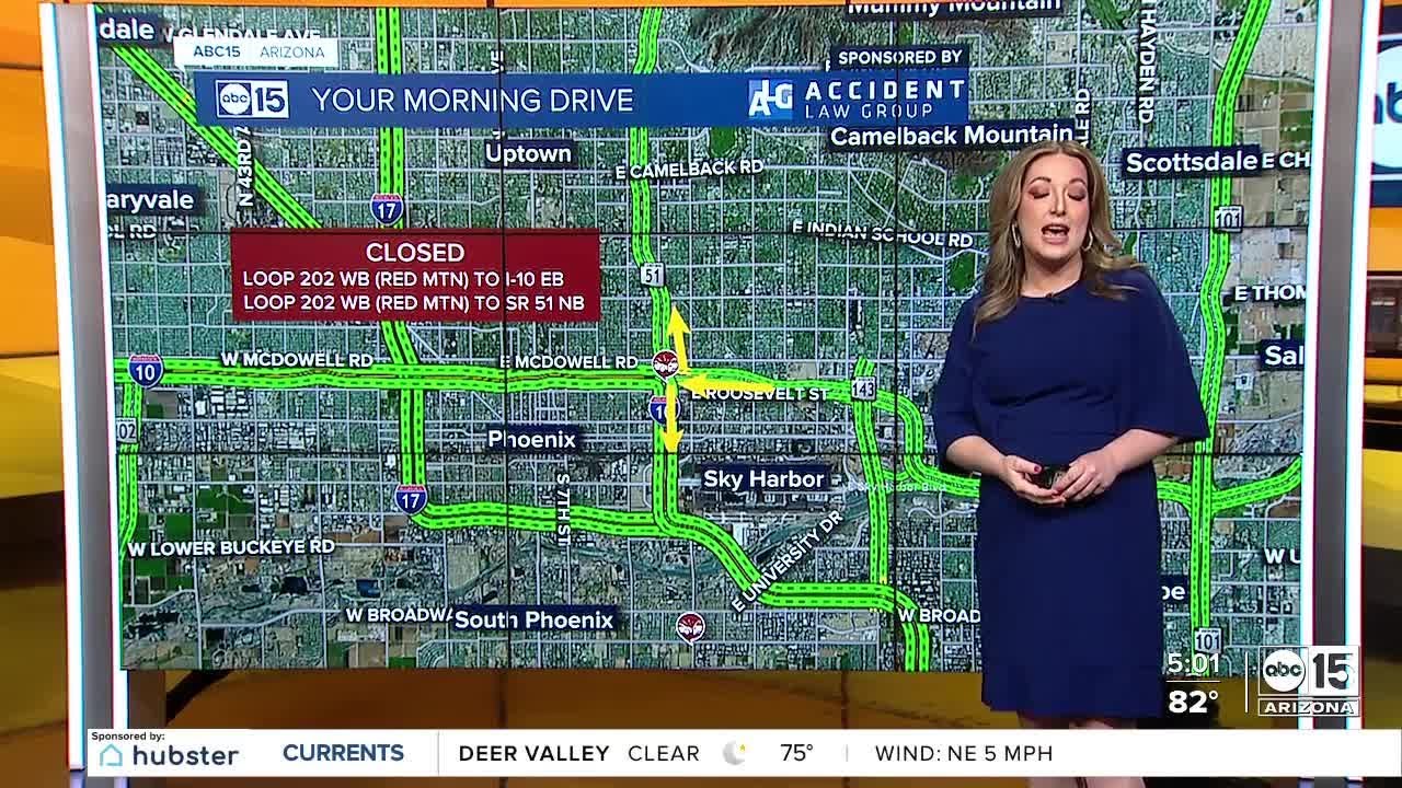 Crashes impact early Friday morning traffic near Loop 202 and 24th Street