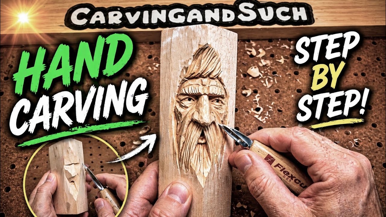 Hand carving-Wood carving-Wood spirit Face out of Basswood.