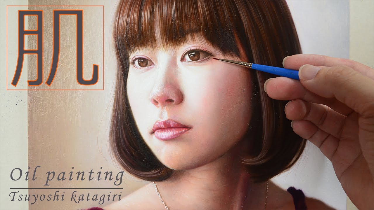 【油絵 人物】肌色の作り方/油絵メイキング/グリザイユ画法/How to paint oil painting Japanese girl