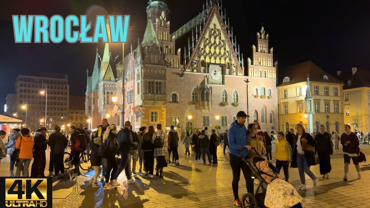 Wrocław Nocą | Spacer po mieście (4K-60fps)