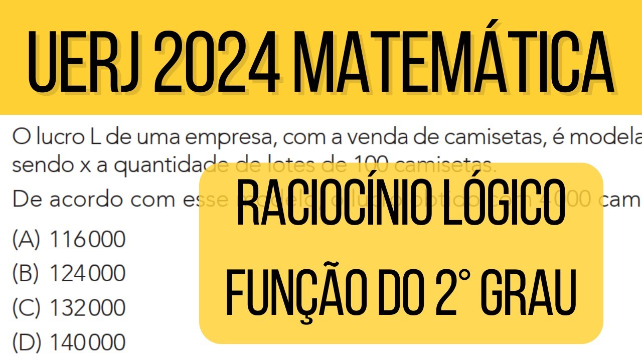 UERJ 2024 | Matemática | Questão 28 |O lucro L de uma empresa, com a venda de camisetas