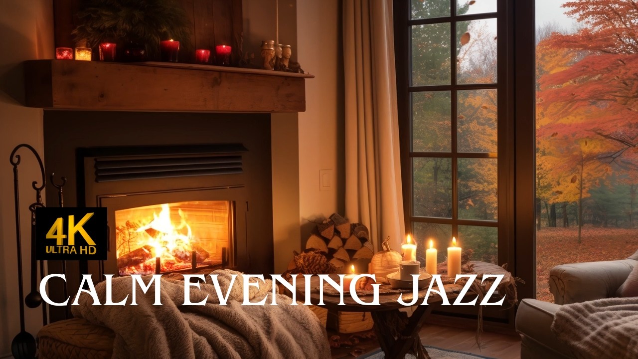 Calm Evening Fireplace Jazz | Smooth Jazz & Crackling Fire for Relaxation