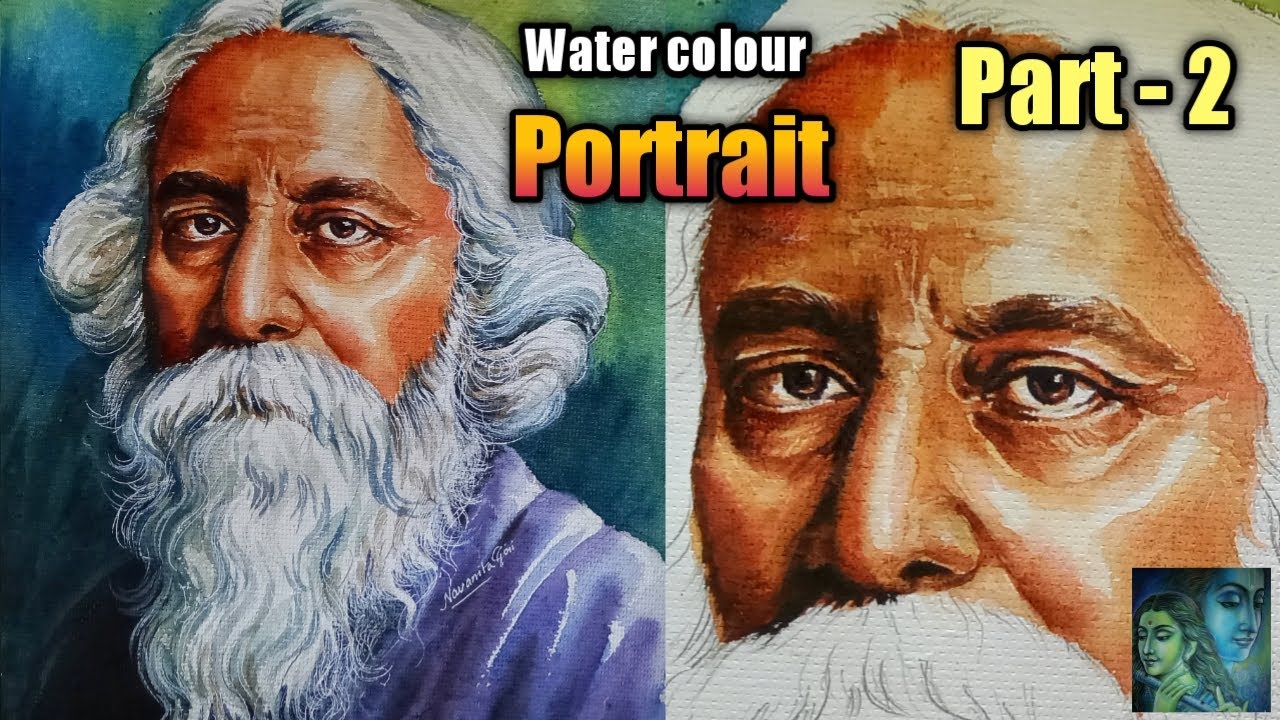 How to make water colour portrait of Rabindranath Tagore (Part-2) /Watercolor portrait tutorial