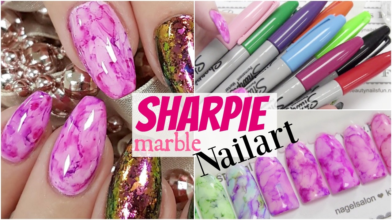 Sharpie marble nailart ♥ Beautynailsfun.nl