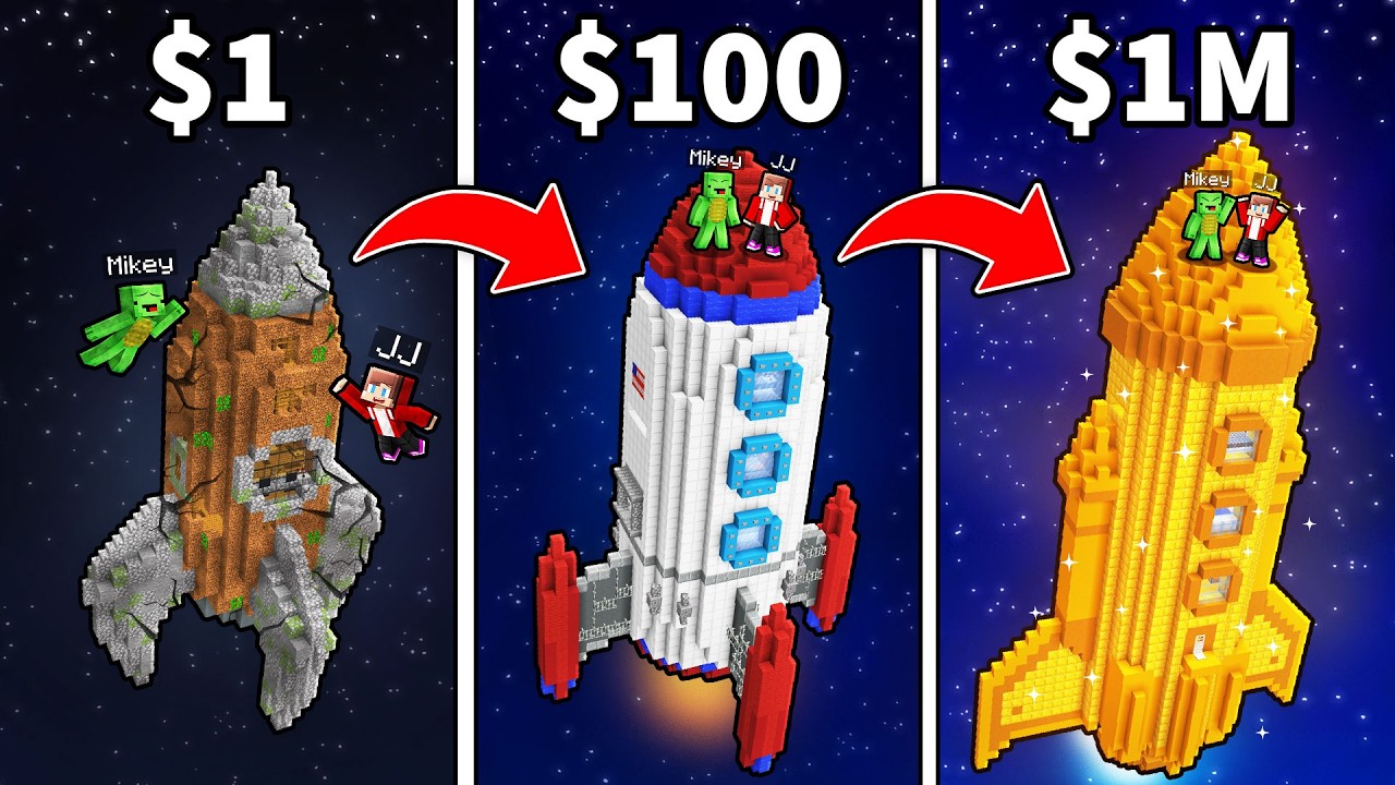 JJ and Mikey: From POOR To RICH Spaceship in Minecraft - Maizen