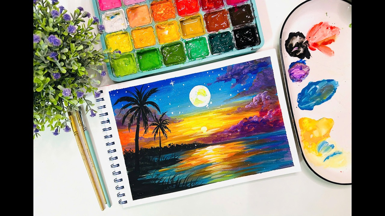 Cỏ Art / Gouache painting / Landscape painting / vẽ tranh phong cảnh bằng màu Gouache