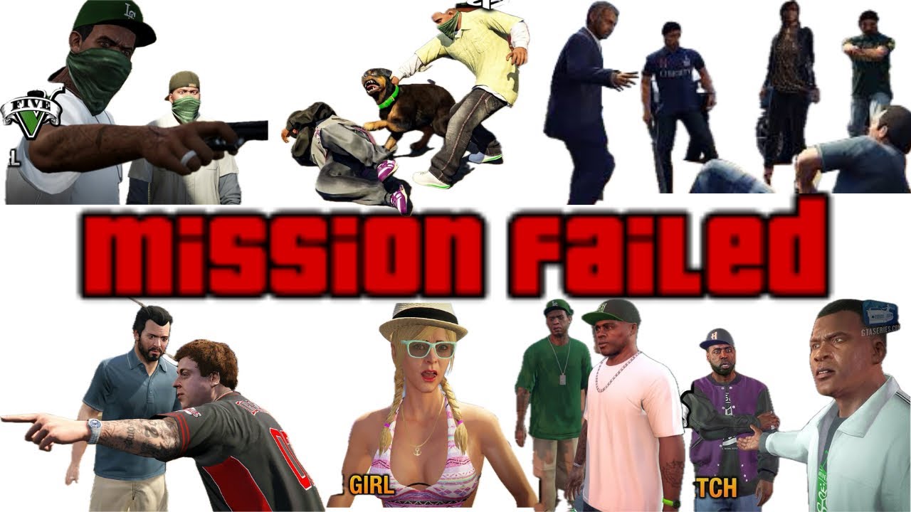 GTA V Mission Failed Compilation - Chop Marriage Counseling Daddy’s Little Girl The Long Stretch
