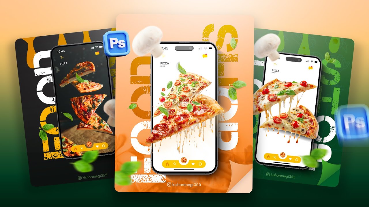 How to Design a Pizza App Banner & Social Media Post | Modern Design Idea | Photoshop Hindi Tutorial