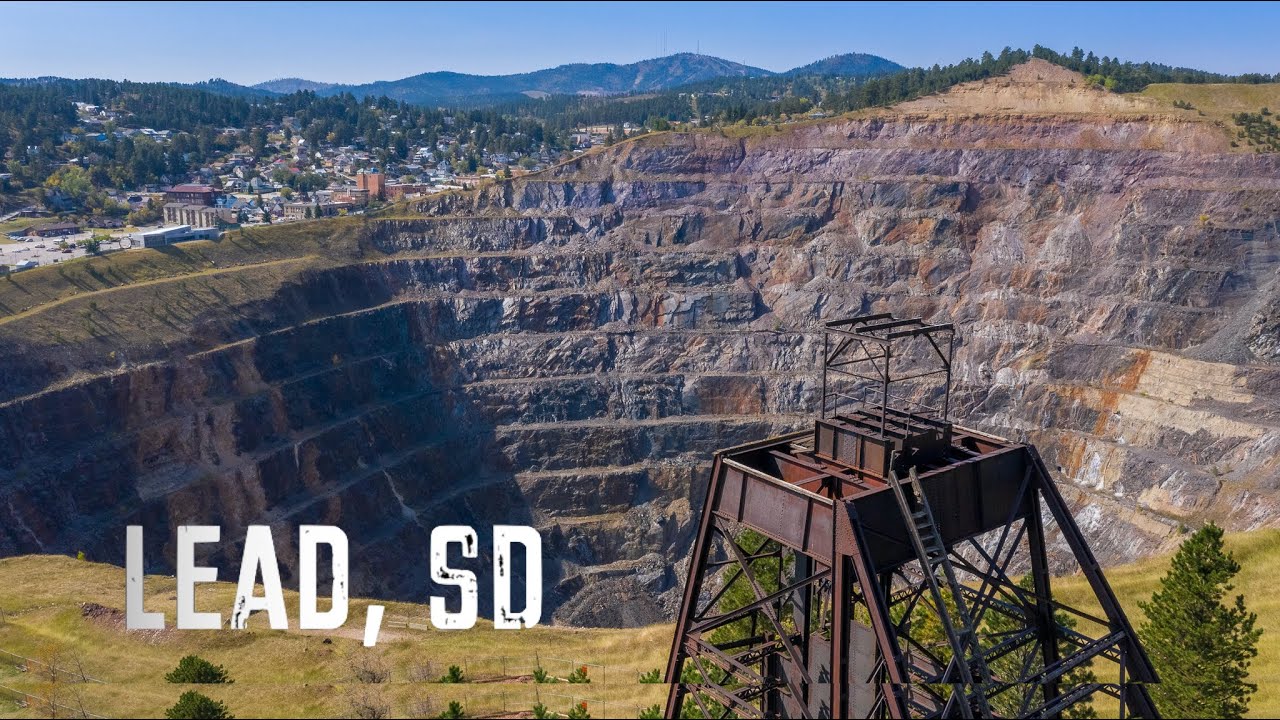Lead, SD Homestake Mine open pit Cinematic Drone video
