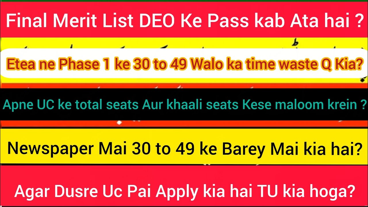 Kia Uc Correction Hogi?| Apne Uc Mai seats Kitne hai |ETEA phase 2 merit list | etea test master 
