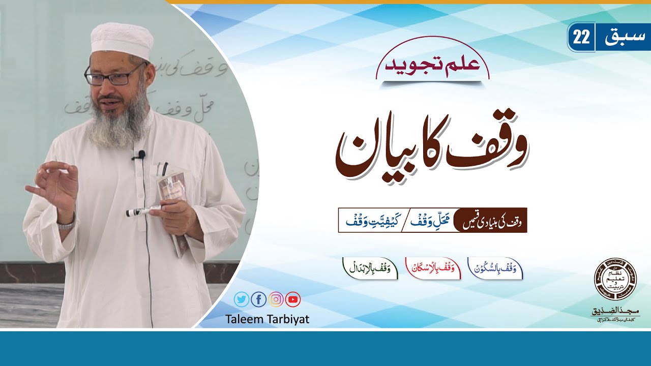 Waqf ka Bayan | وقف کا بیان | Tajveed | Taleem Tarbiyat | تعلیم تربیت | Mufti Ubaid ur Rahman Abbasi