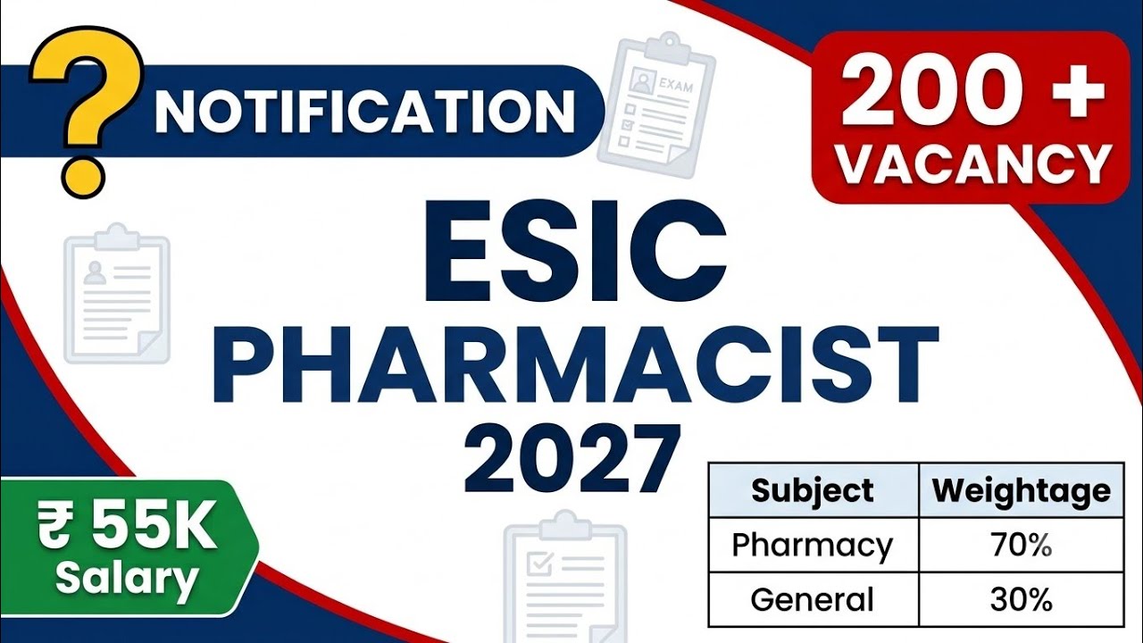 ESIC Pharmacist 2027 Recruitment | 200+ Expected Vacancies | Complete Syllabus, Salary & Preparation