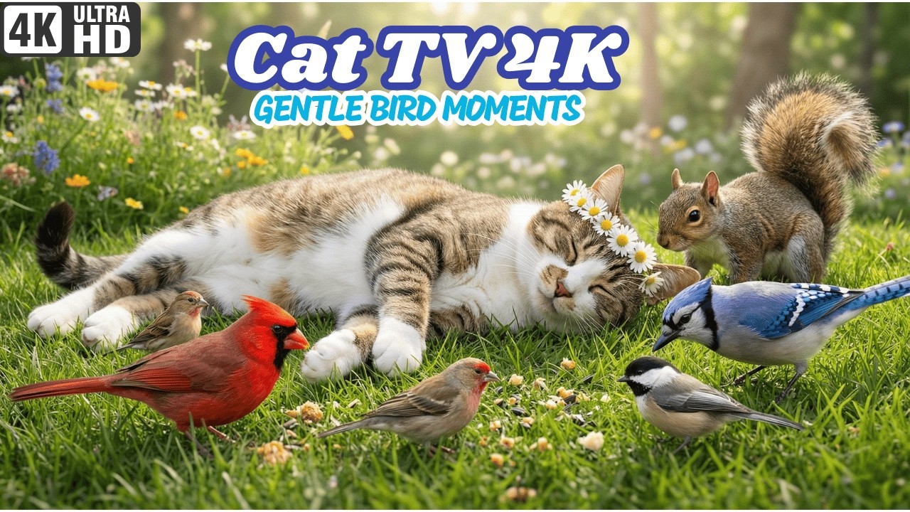 TV for Cats 🌳 Playful Birds in a Calm Garden Cats Love Watching | 4K UHD 60FPS